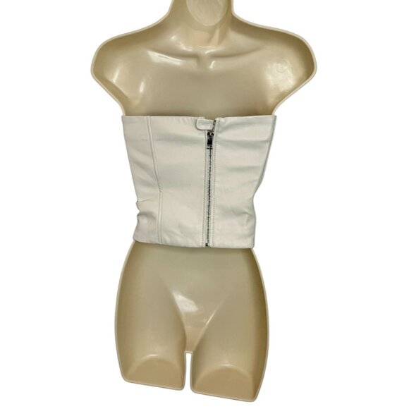 NEW LAMARQUE DAVINA FAUX LEATHER BUSTIER in White BONE NWOT - Size L - Picture 9 of 9